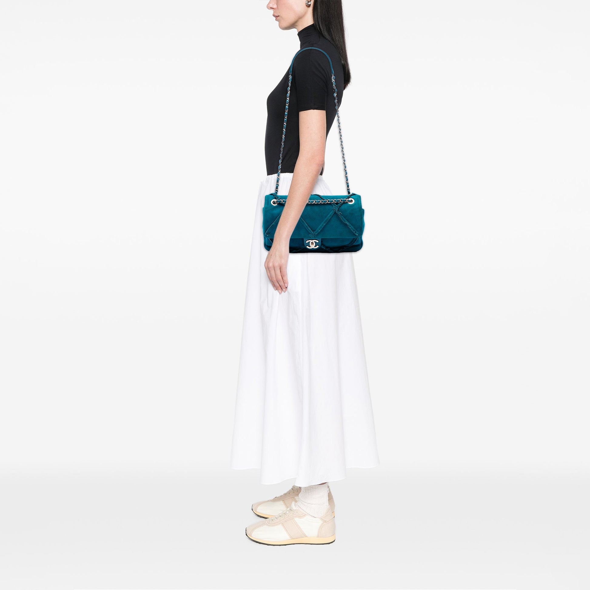 Chanel Suede Goatskin Diamond Fringe Flap