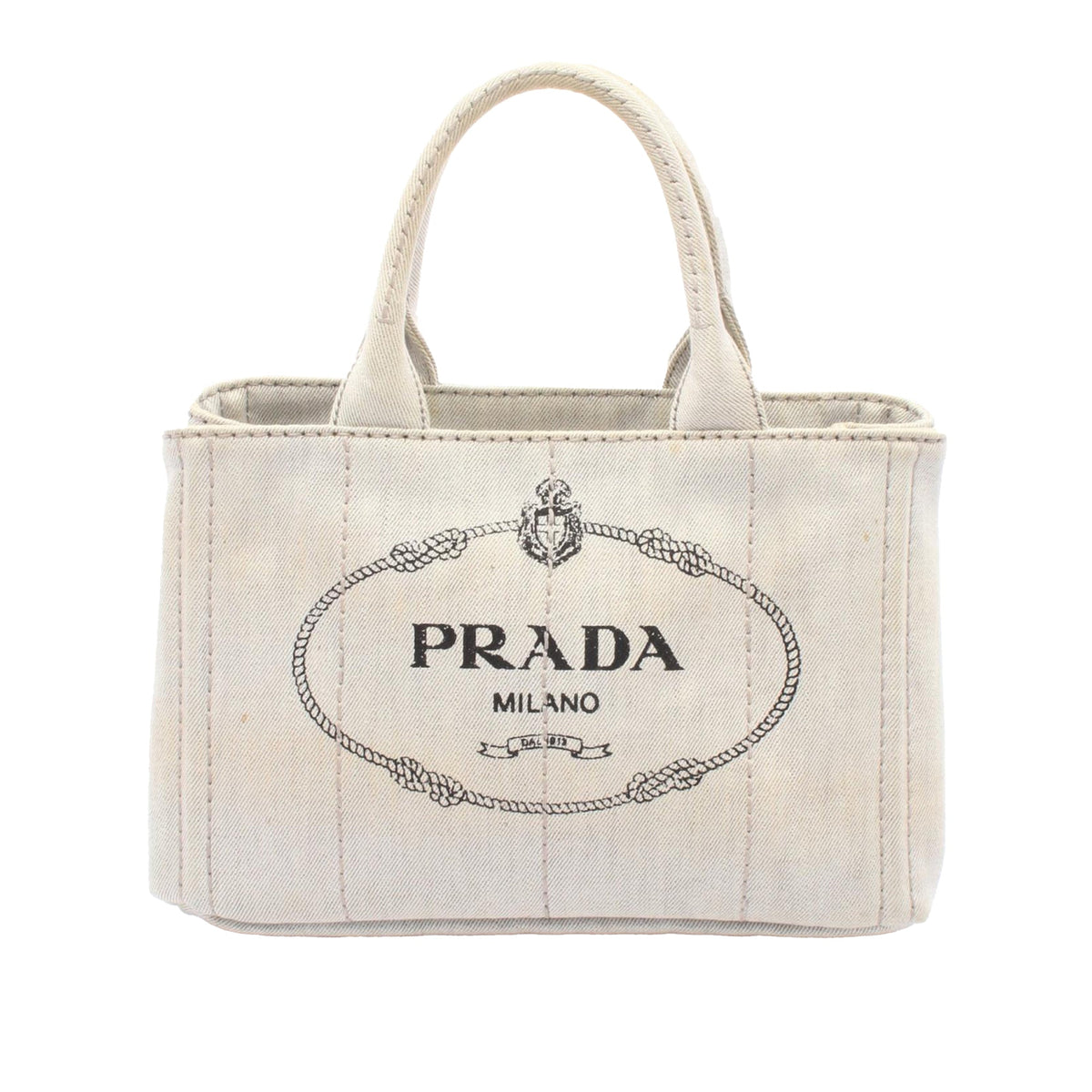 Prada Small Canvas Canapa Logo Tote — Beige