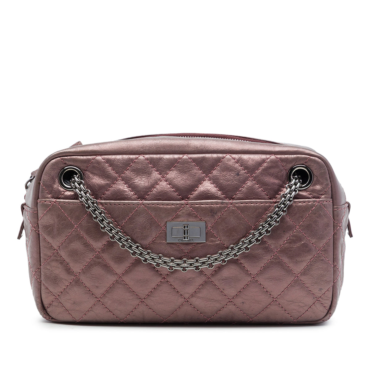 Chanel Medium Quilted Metallic Aged Calfskin Reissue 2.55 Camera Bag — Pink