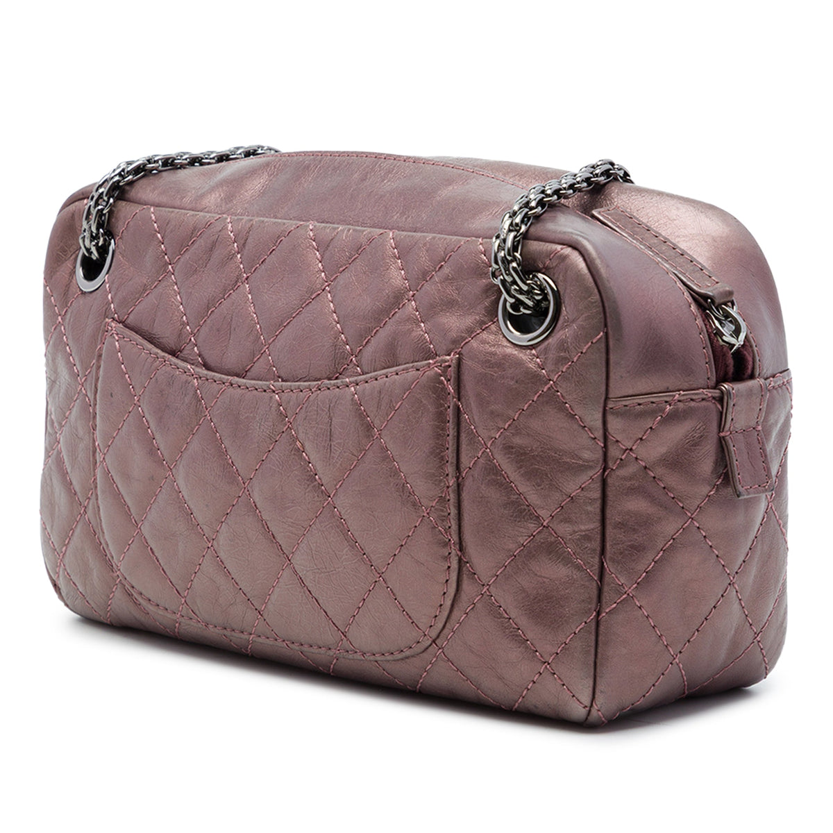 Chanel Medium Quilted Metallic Aged Calfskin Reissue 2.55 Camera Bag — Pink
