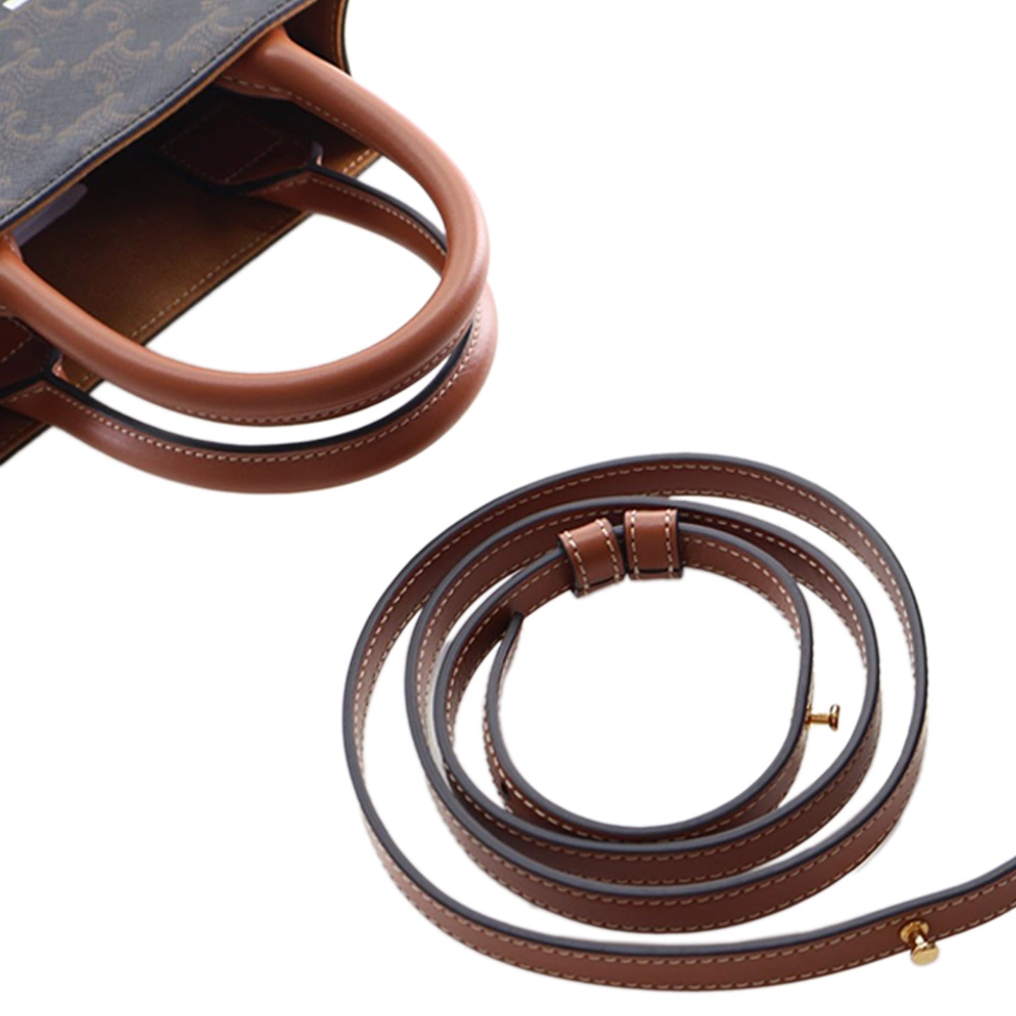 Mini Triomphe Coated Canvas Vertical Cabas Satchel