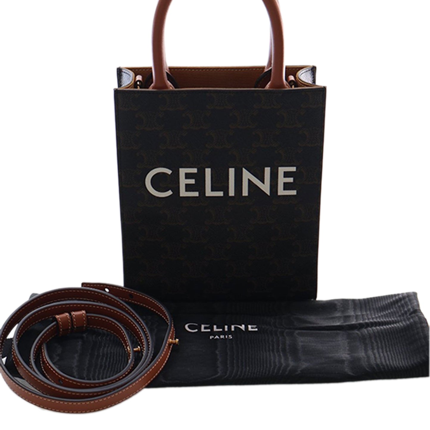 Mini Triomphe Coated Canvas Vertical Cabas Satchel