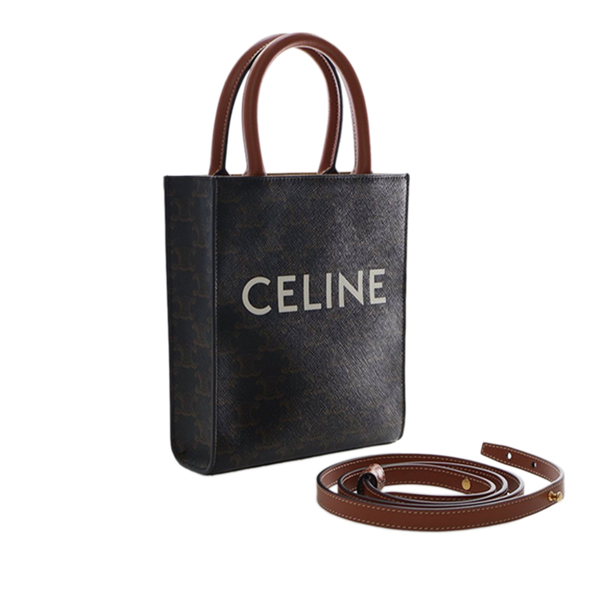 Mini Triomphe Coated Canvas Vertical Cabas Satchel