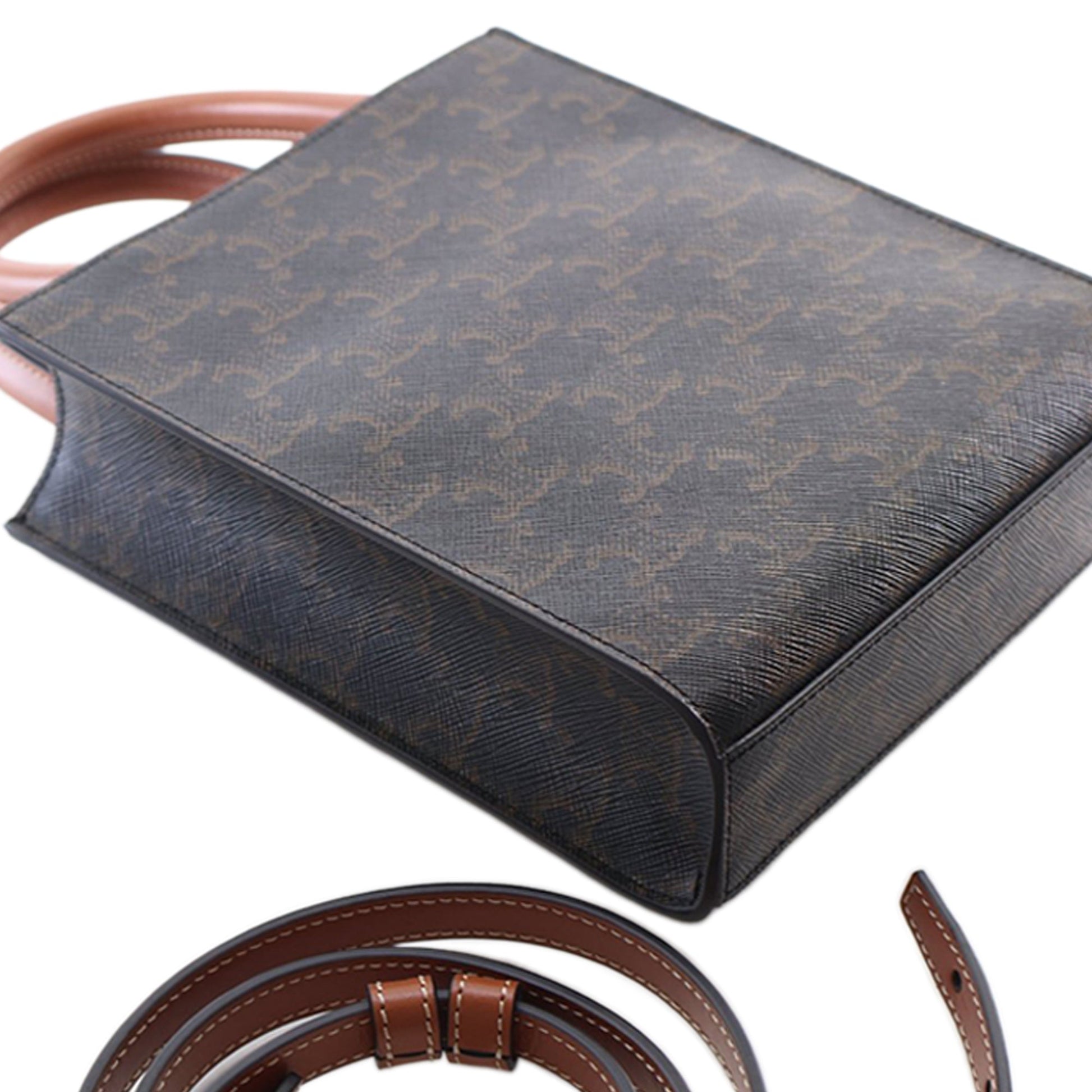 Mini Triomphe Coated Canvas Vertical Cabas Satchel