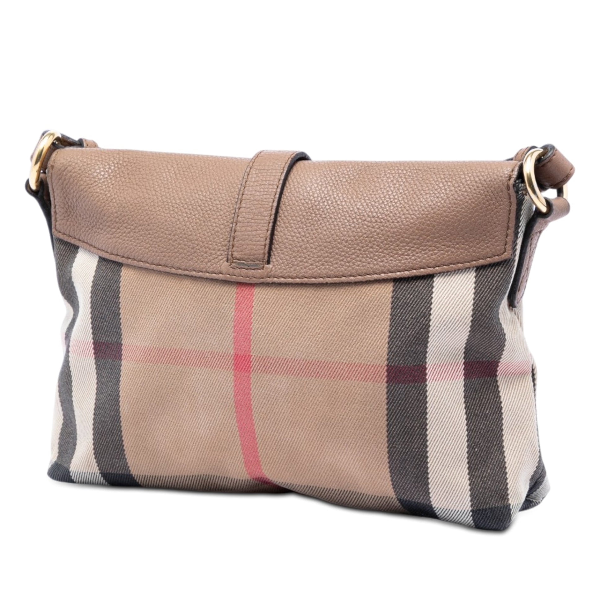 Burberry Small House Check Canvas and Leather Horseshoe Milton Crossbody