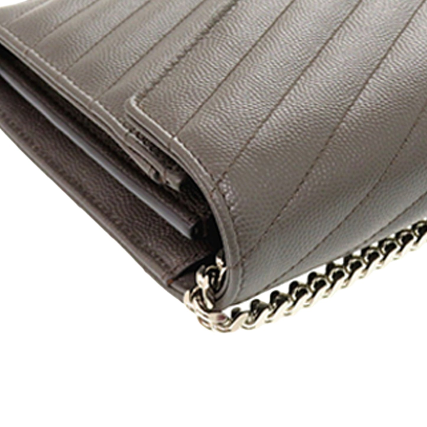 Saint Laurent Grain De Poudre Matelasse Chevron Classic Cassandre Chain Wallet