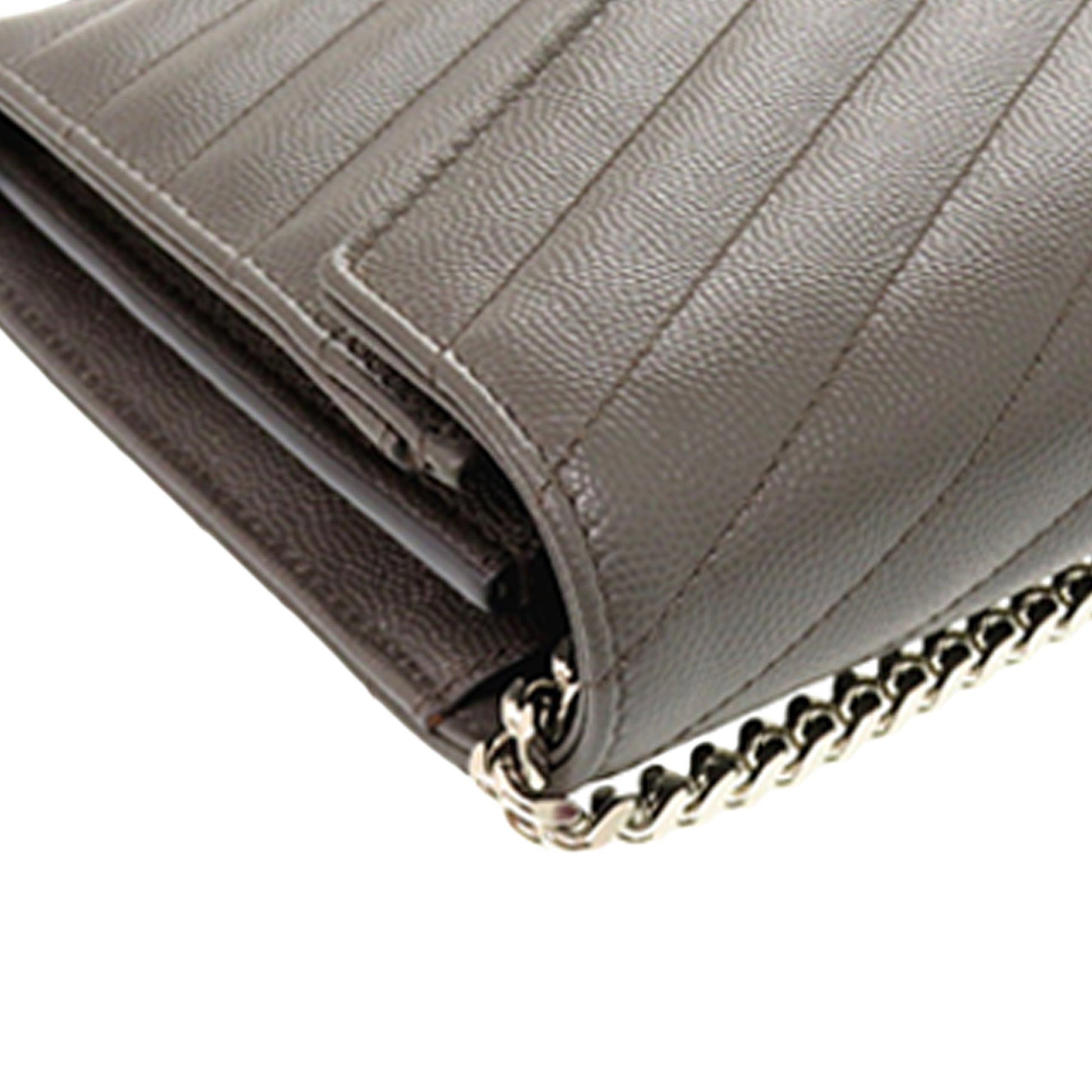 Saint Laurent Grain De Poudre Matelasse Chevron Classic Cassandre Chain Wallet