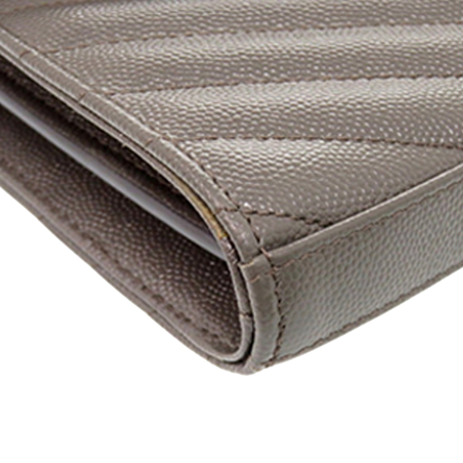 Saint Laurent Grain De Poudre Matelasse Chevron Classic Cassandre Chain Wallet