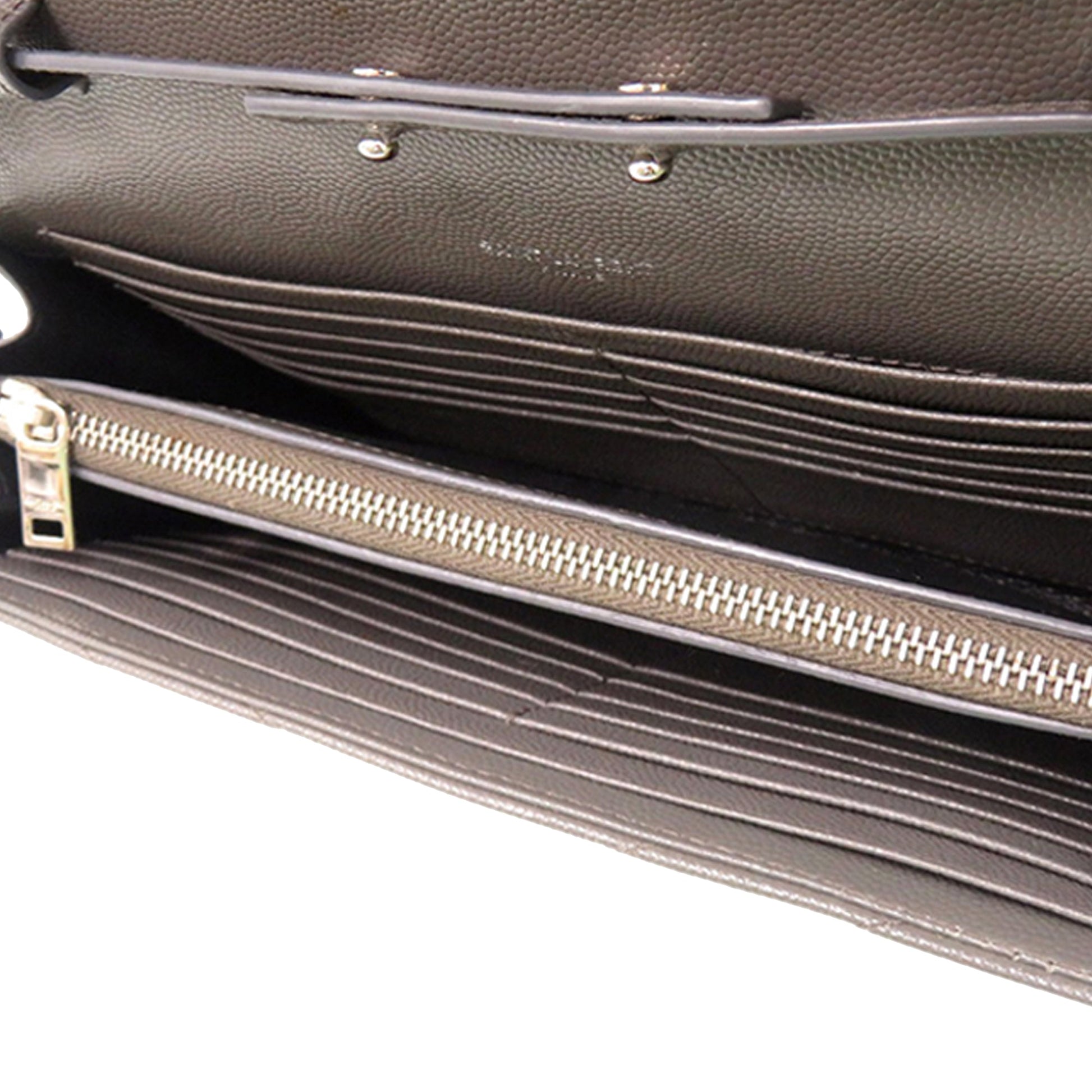 Saint Laurent Grain De Poudre Matelasse Chevron Classic Cassandre Chain Wallet