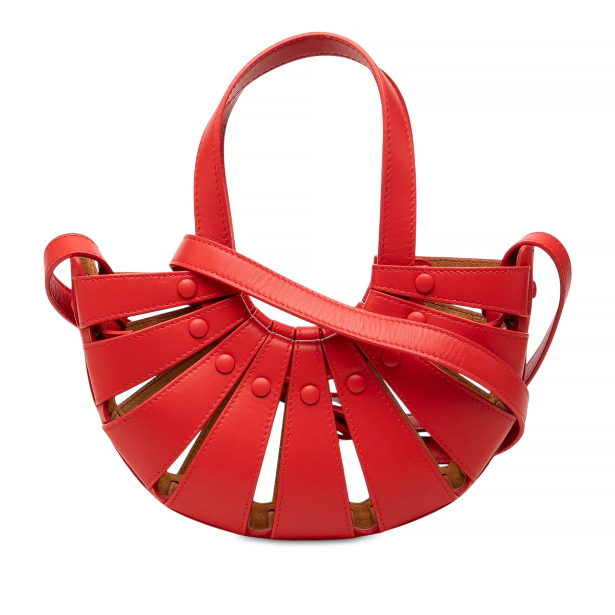 Bottega Veneta Small Calfskin The Shell Satchel — Red