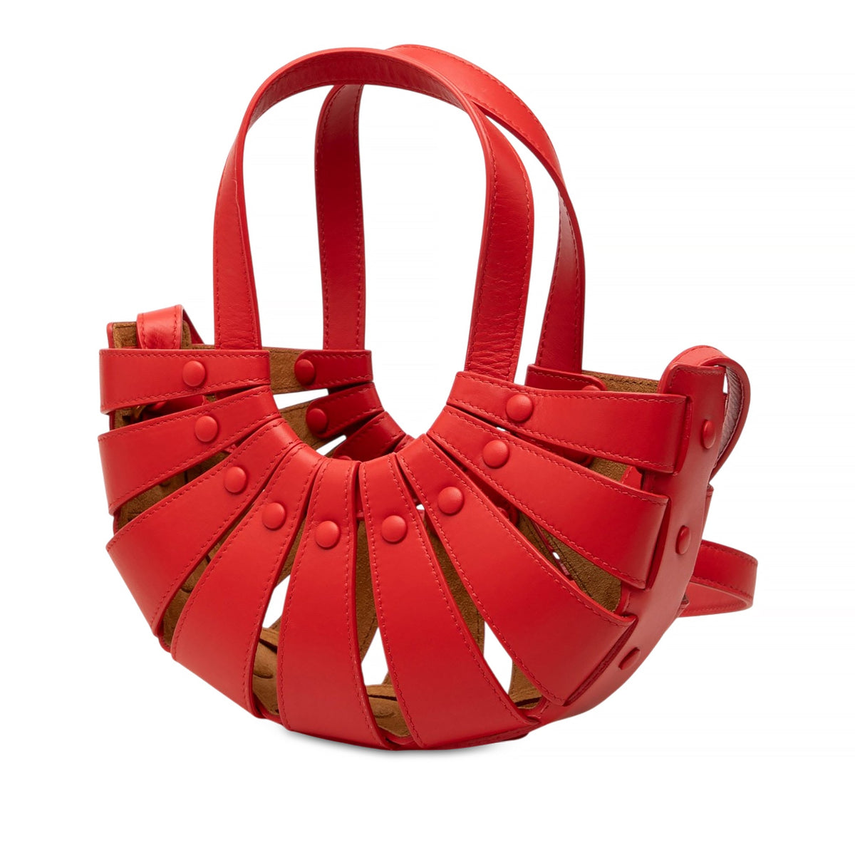 Bottega Veneta Small Calfskin The Shell Satchel — Red