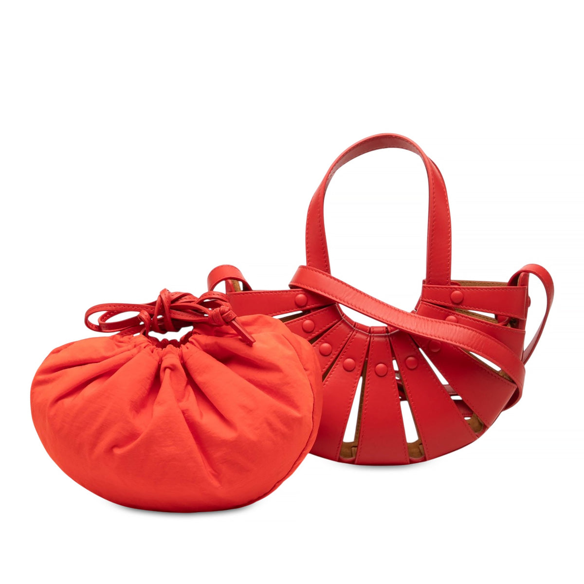 Bottega Veneta Small Calfskin The Shell Satchel — Red