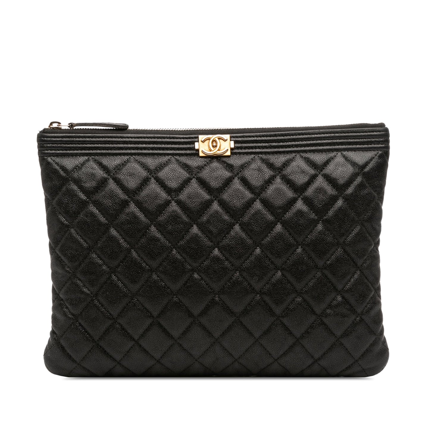 Chanel Medium Quilted Caviar Boy O Case Clutch