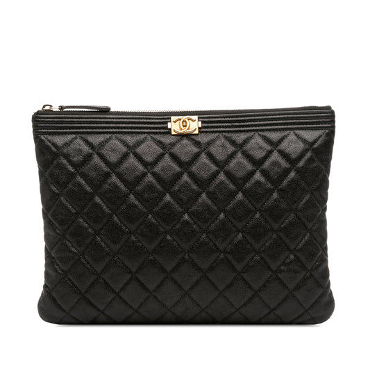 Chanel Medium Quilted Caviar Boy O Case Clutch