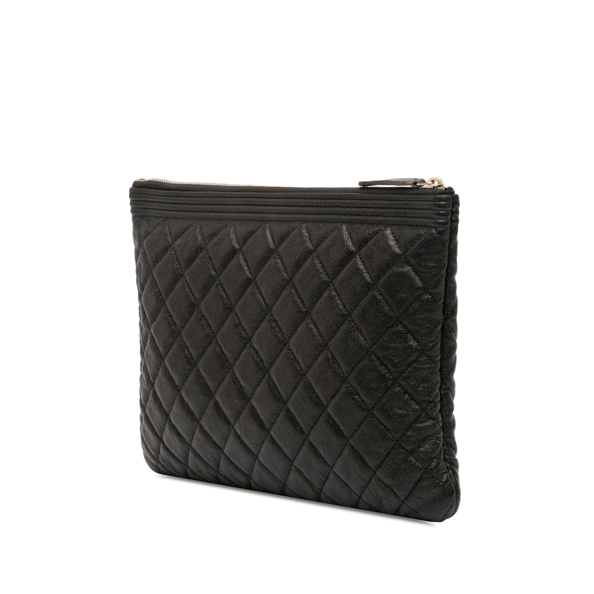 Chanel Medium Quilted Caviar Boy O Case Clutch