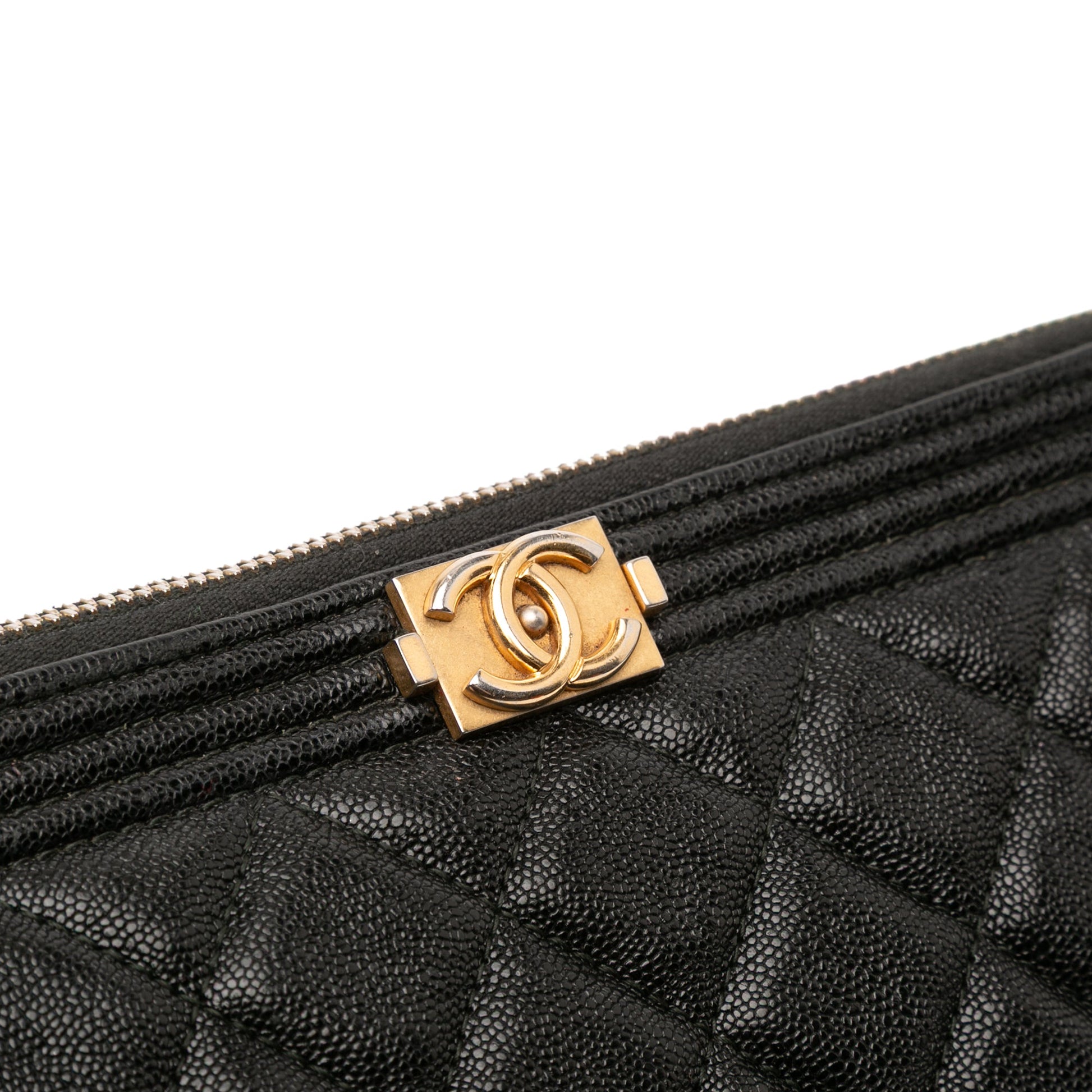 Chanel Medium Quilted Caviar Boy O Case Clutch