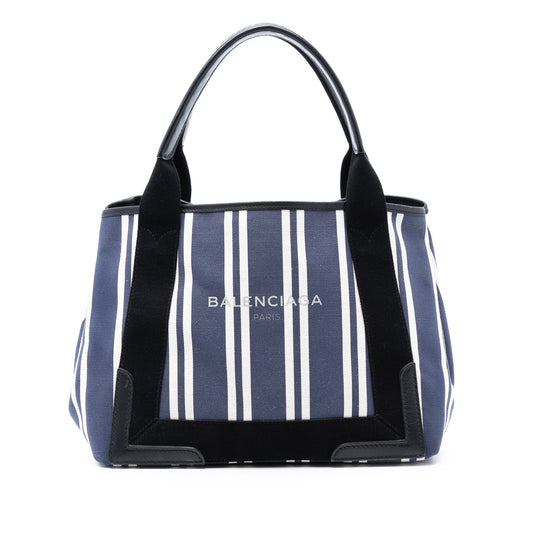Balenciaga Canvas Striped Navy Cabas S