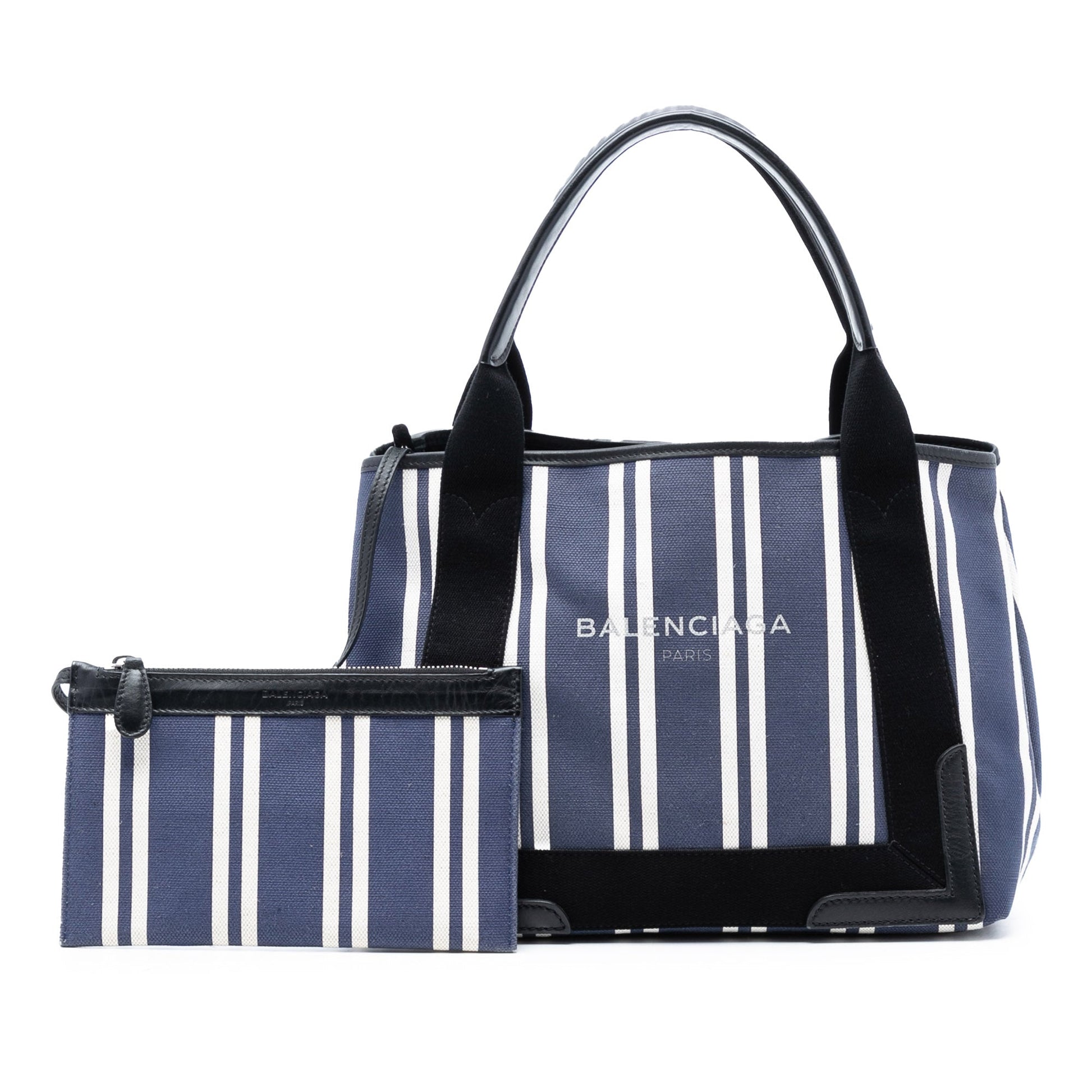 Balenciaga Canvas Striped Navy Cabas S