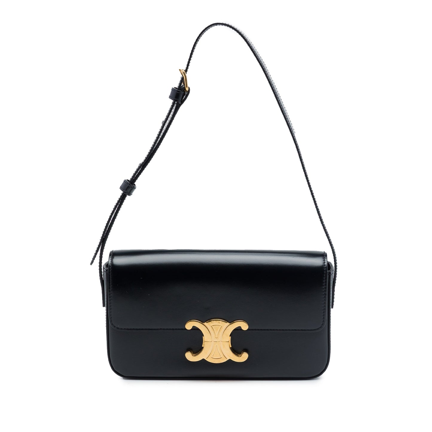 Celine Shiny Calfskin Triomphe Claude Shoulder Bag