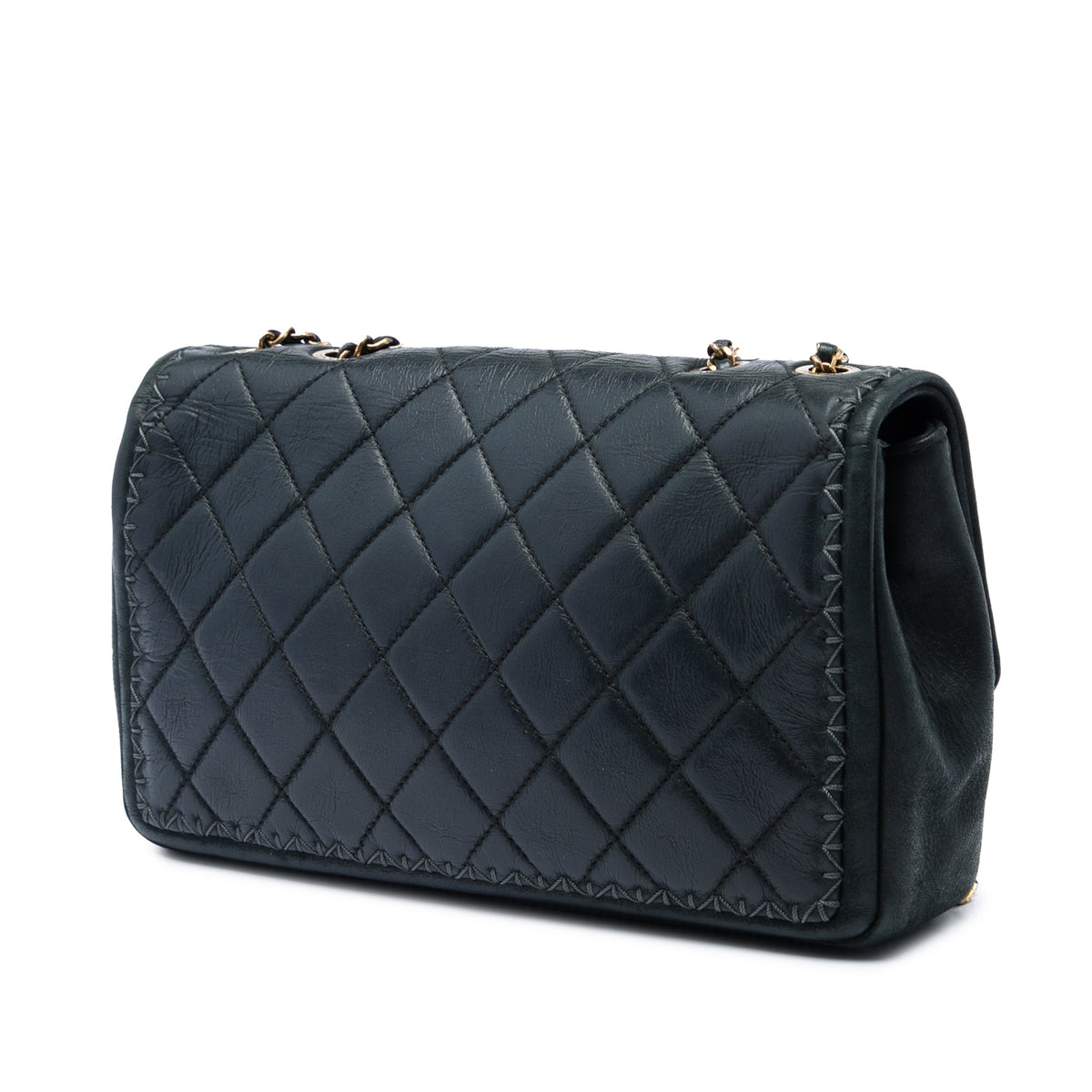 Chanel CC Quilted Iridescent Calfskin Whipstitch Single Flap