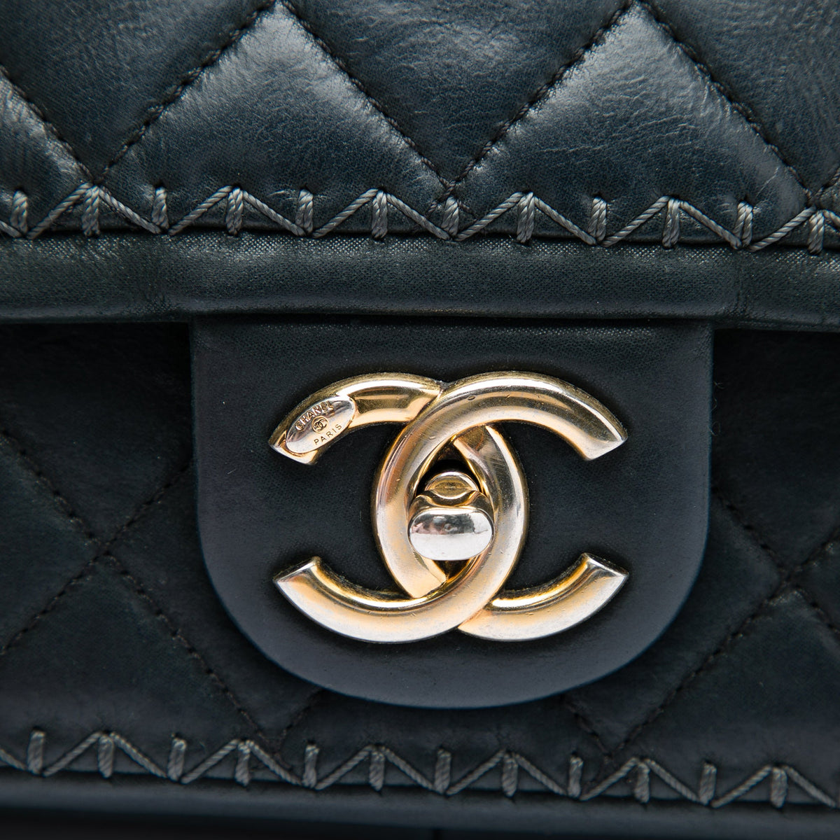 Chanel CC Quilted Iridescent Calfskin Whipstitch Single Flap