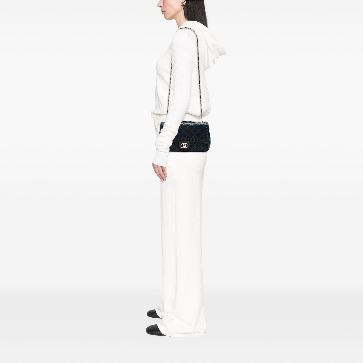 Chanel CC Quilted Iridescent Calfskin Whipstitch Single Flap