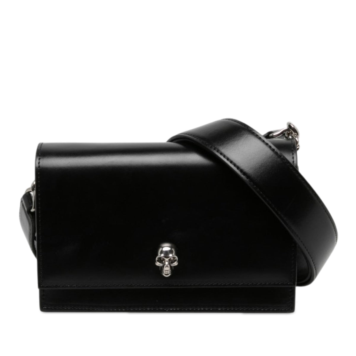 Alexander McQueen Leather Biker Skull Shoulder Bag — Black
