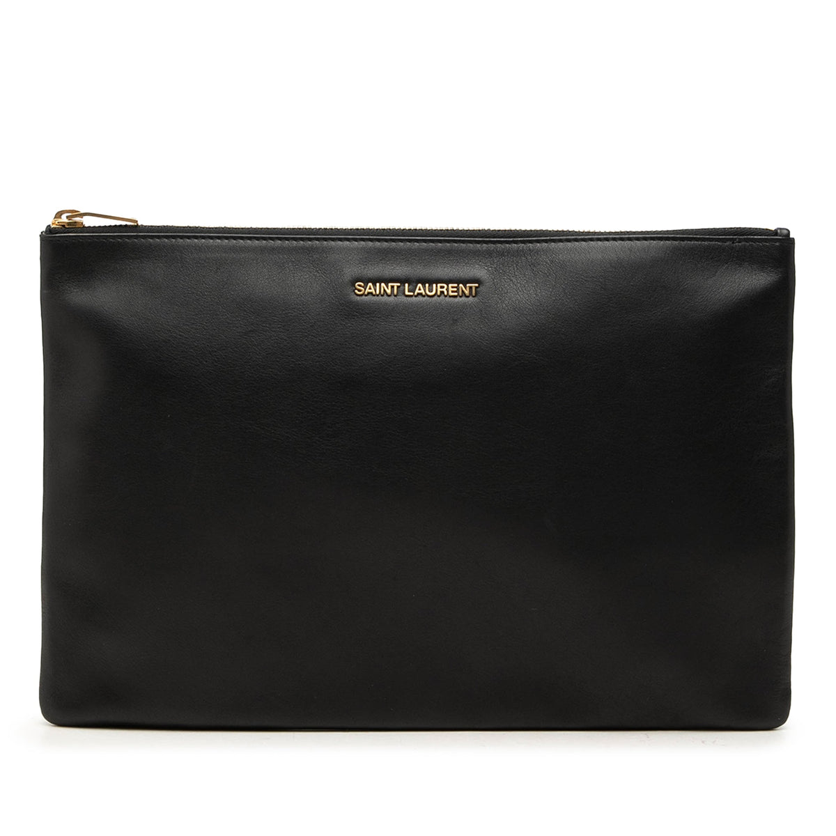 Saint Laurent Leather Zip Clutch