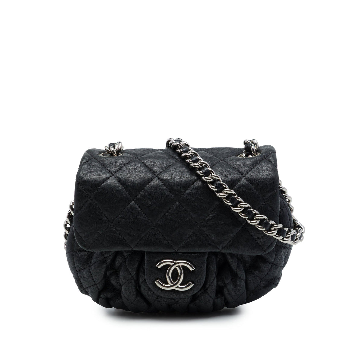 Chanel Mini Quilted Lambskin Chain Around Flap — Black