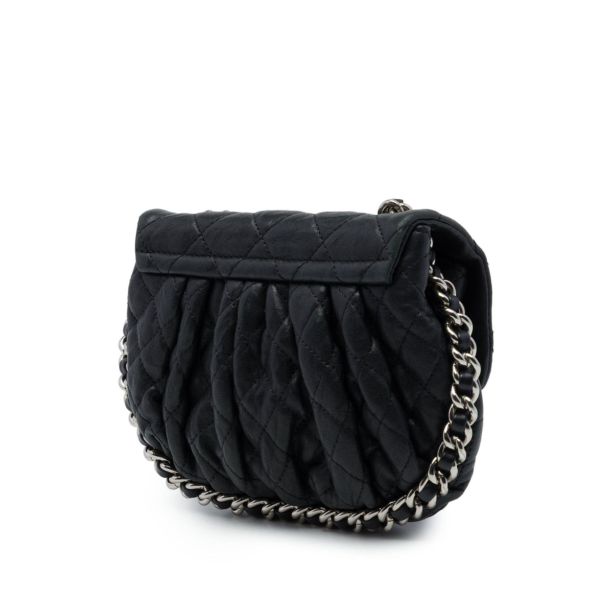 Chanel Mini Quilted Lambskin Chain Around Flap — Black