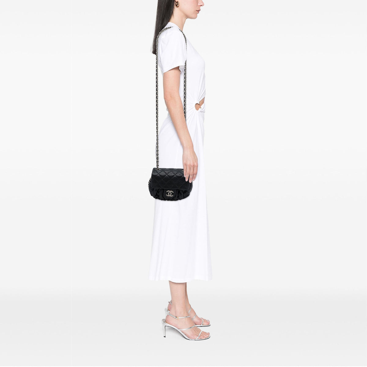 Chanel Mini Quilted Lambskin Chain Around Flap — Black