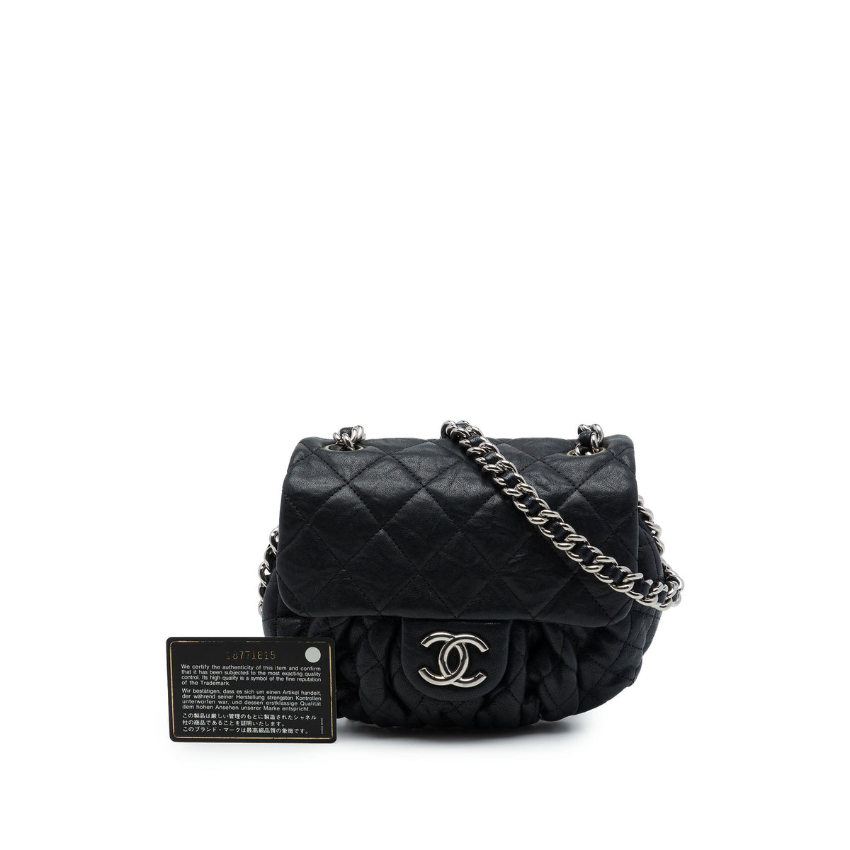 Chanel Mini Quilted Lambskin Chain Around Flap — Black