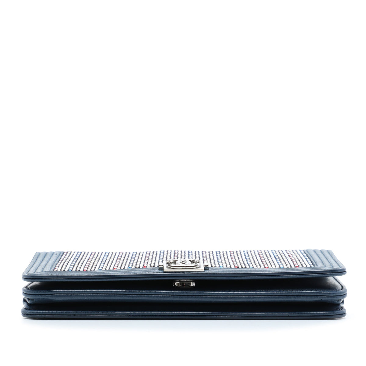 Chanel Crystal Embellished Lambskin Boy Wallet On Chain