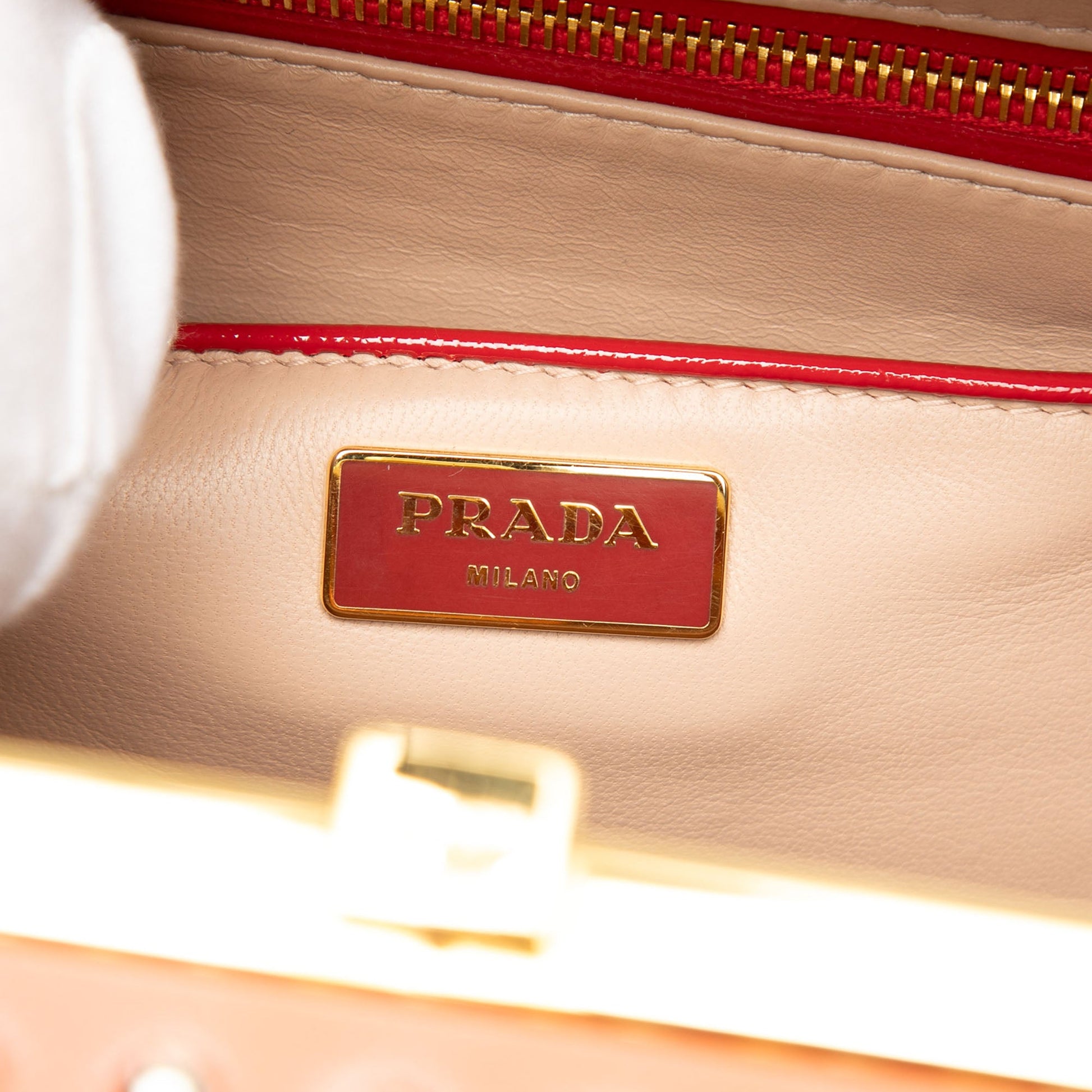Prada Saffiano Vernice Pyramid Studded Frame Bag