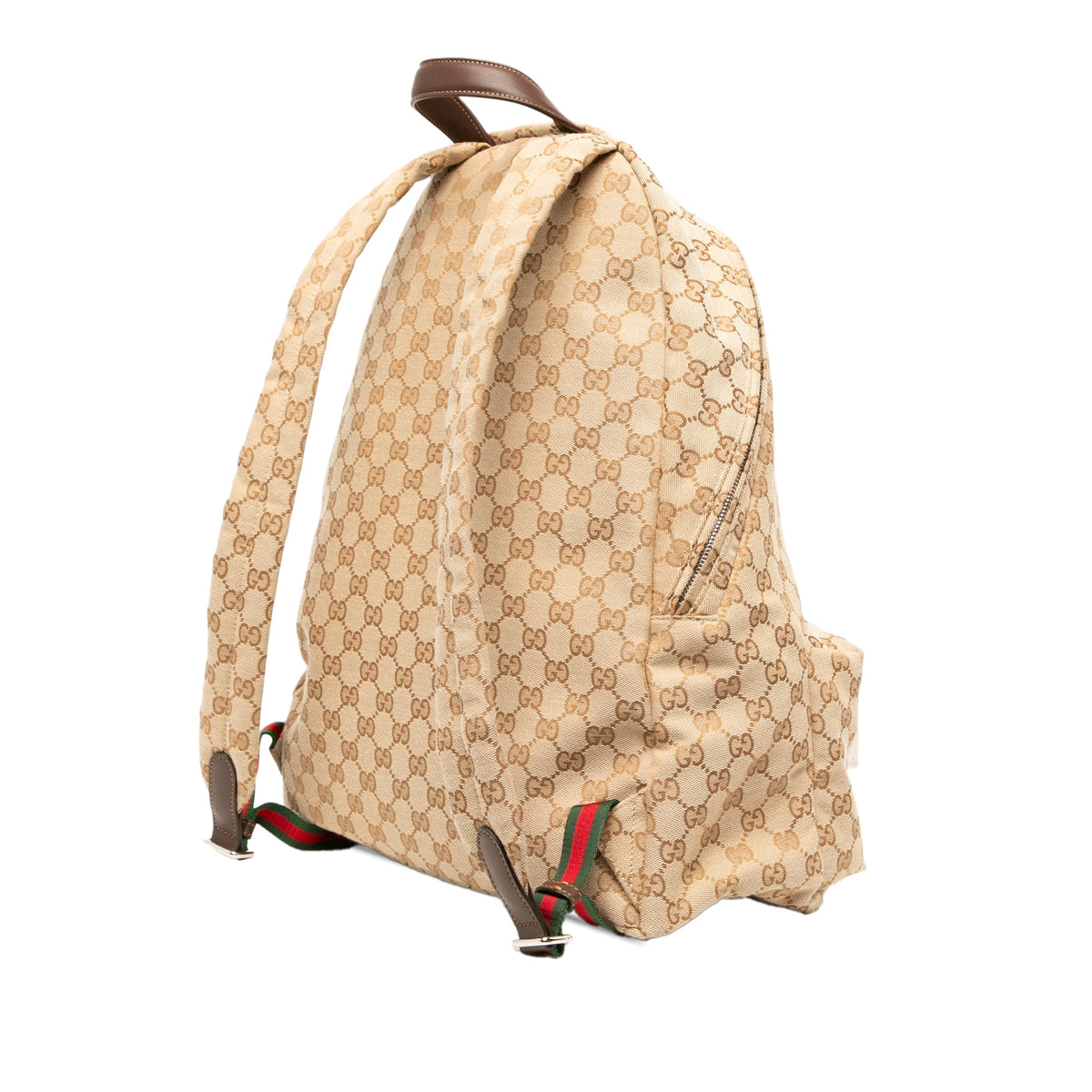 Gucci Large GG Canvas Web Tag Backpack — Beige