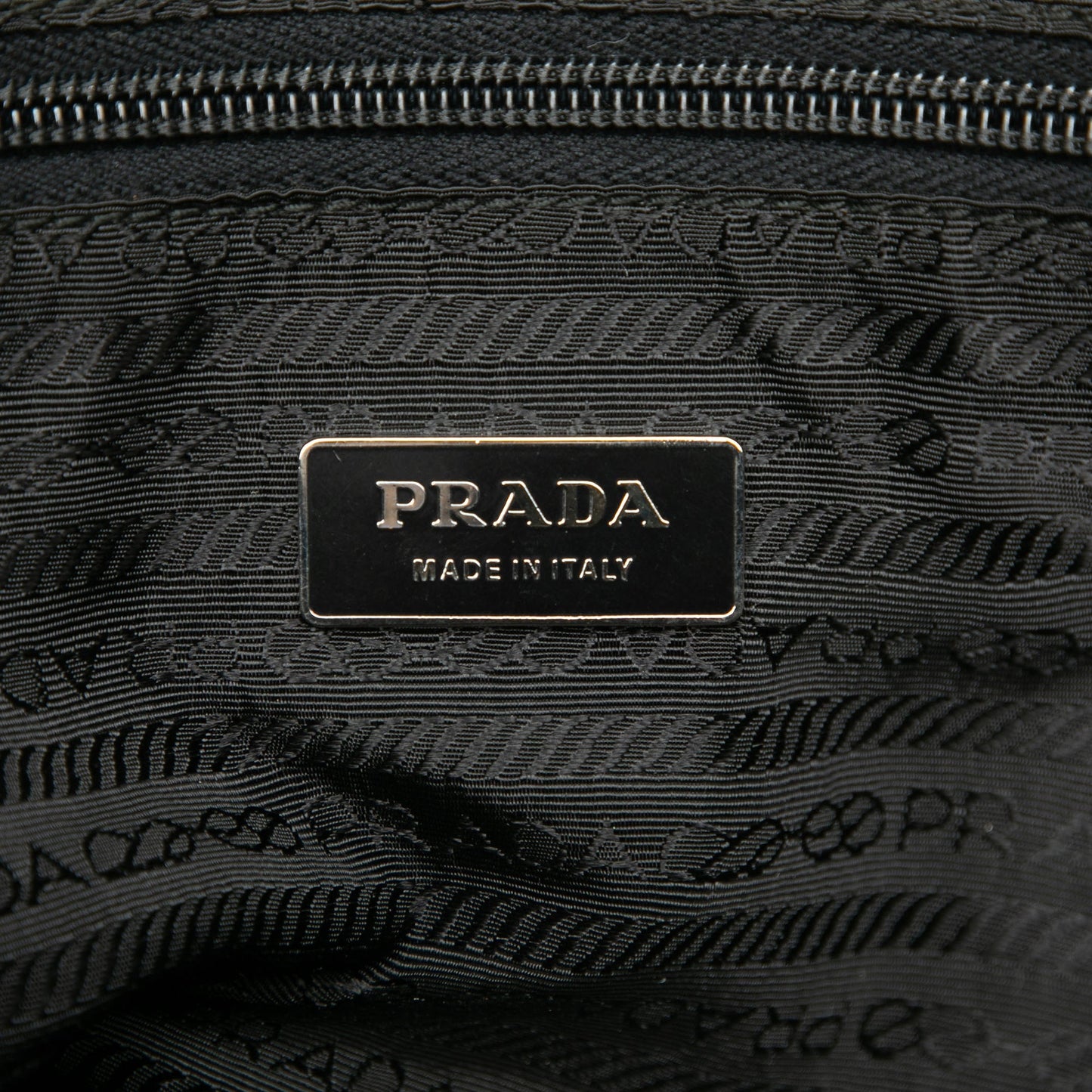 Prada Soft Calf Trimmed Tessuto Bauletto Bag