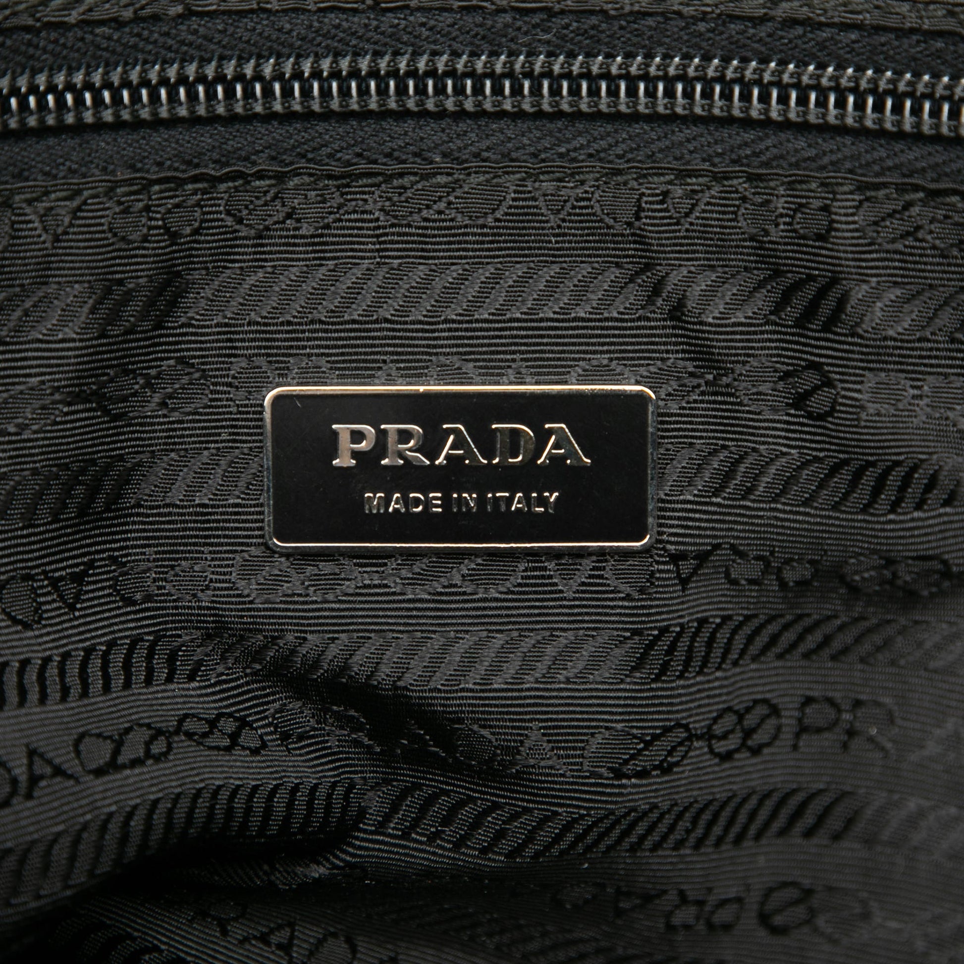 Prada Soft Calf Trimmed Tessuto Bauletto Bag