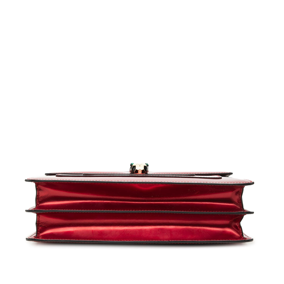 Bvlgari Medium Patent Serpenti Forever Shoulder Bag — Red
