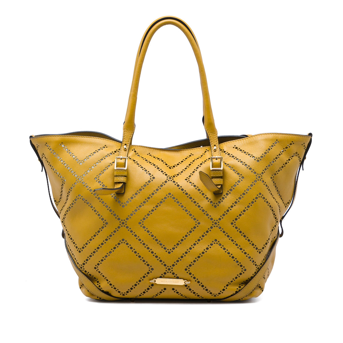 Burberry Medium Perforated Leather Salisbury Tote — Yellow