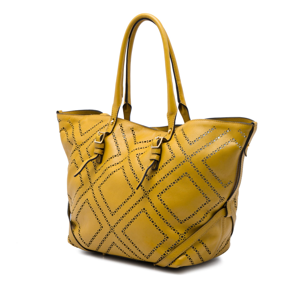 Burberry Medium Perforated Leather Salisbury Tote — Yellow