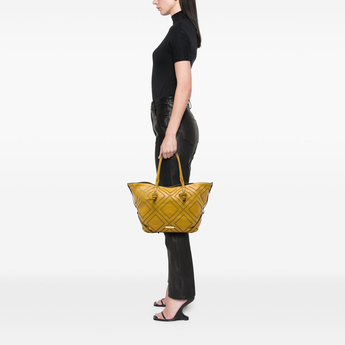 Burberry Medium Perforated Leather Salisbury Tote — Yellow