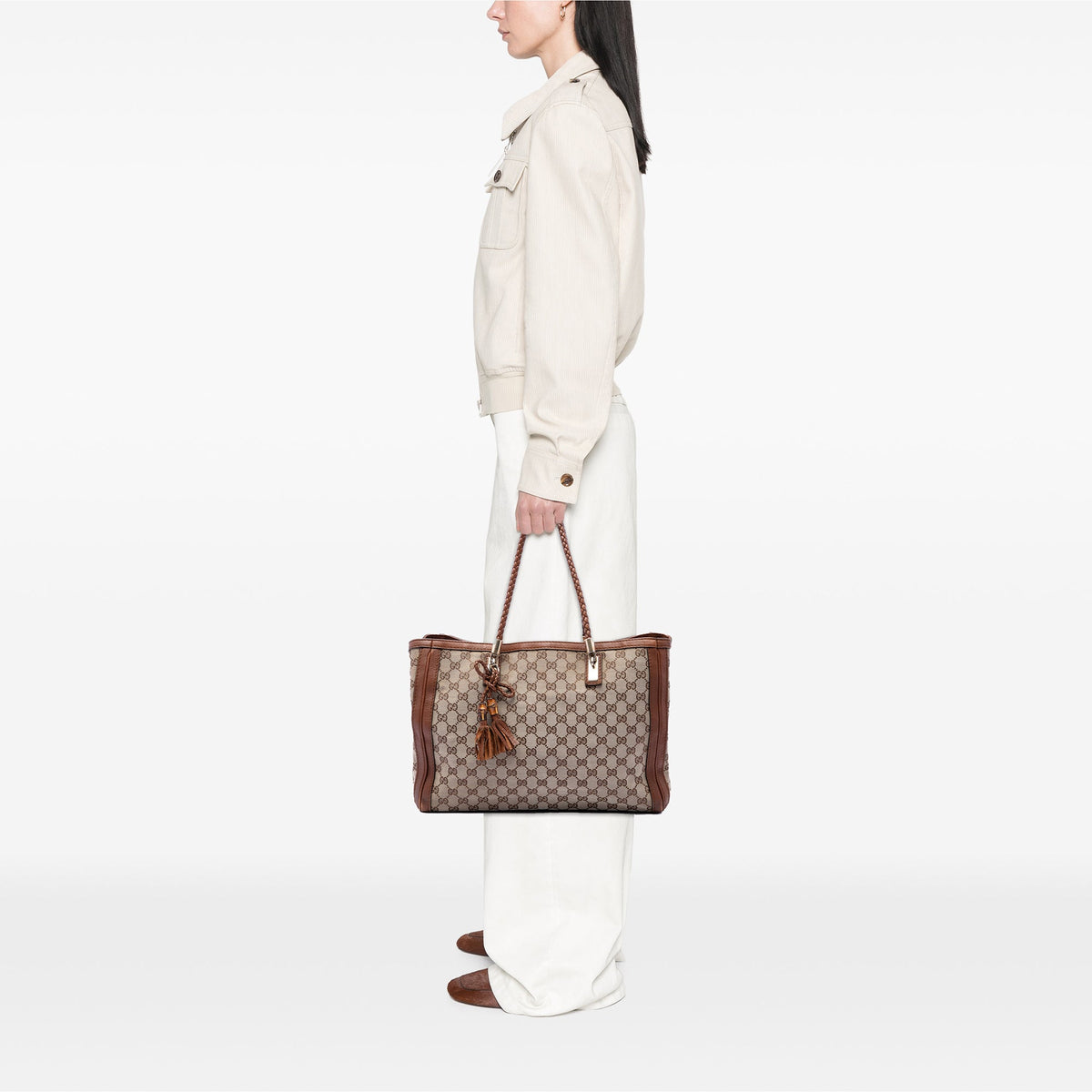 Gucci GG Canvas Bella Tote — Beige