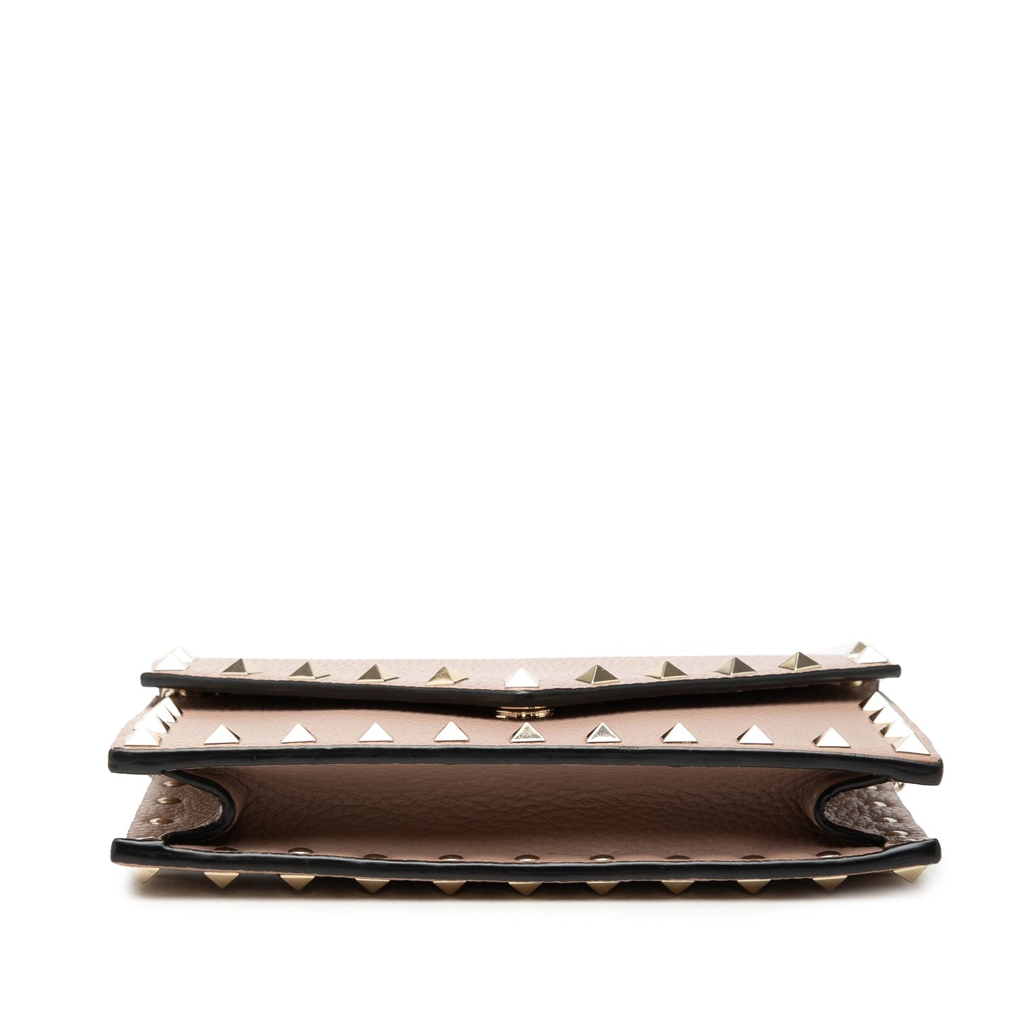 Valentino Pebbled Calfskin Rockstud Envelope Wallet on Chain