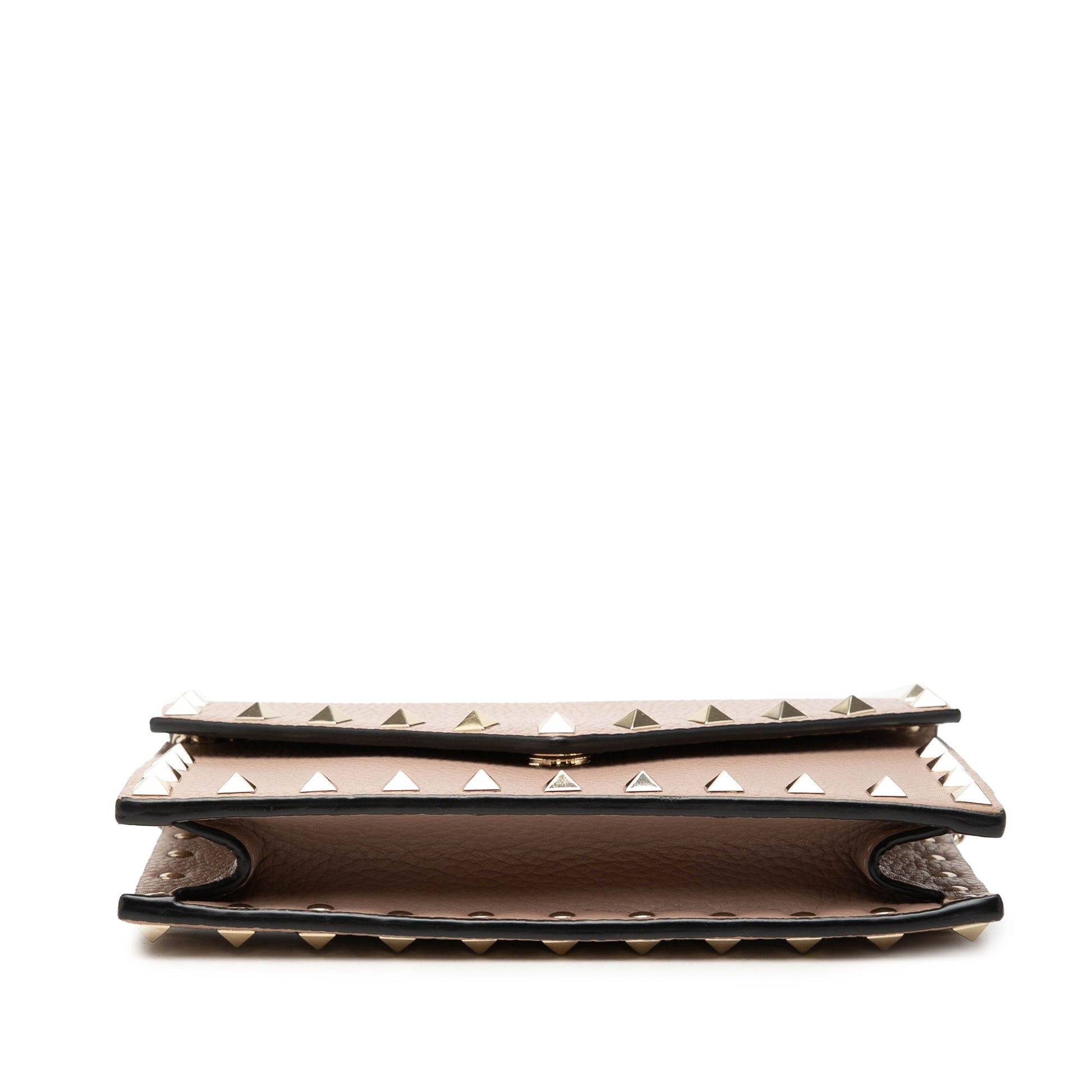 Valentino Pebbled Calfskin Rockstud Envelope Wallet on Chain