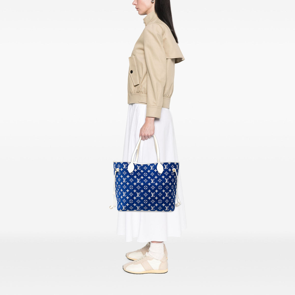 Louis Vuitton LV Match Monogram Jacquard Velvet Neverfull MM — Blue