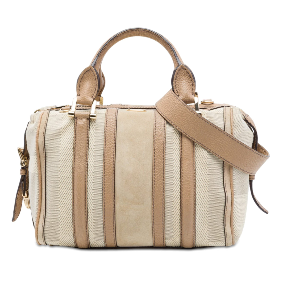 Burberry Suede Trimmed Canvas Nevinson Bowling Bag
