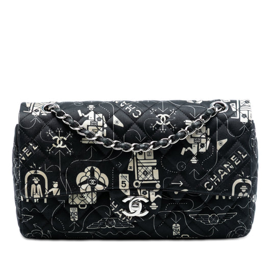 Chanel Medium Classic Satin Airline Double Flap