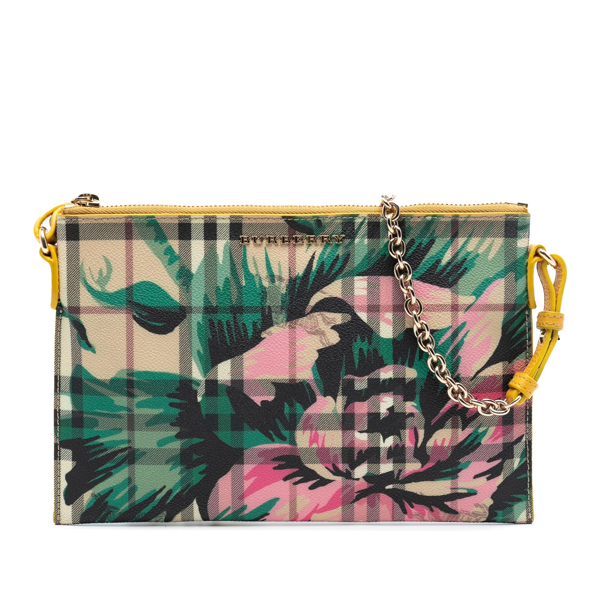 Burberry Haymarket Check Coated Canvas Floral Print Crossbody