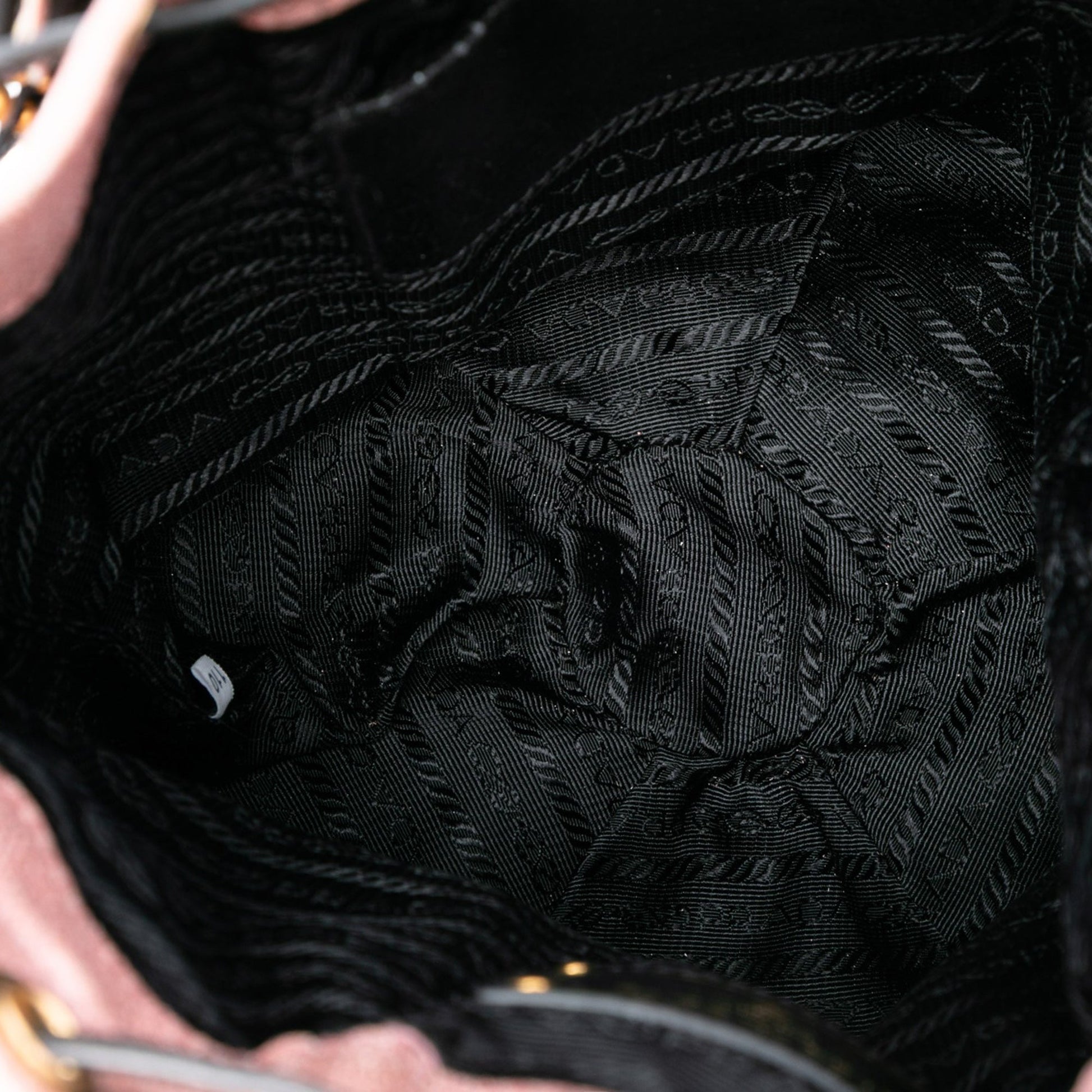 Prada Craquele Leather Embellished Fringe Bucket Bag