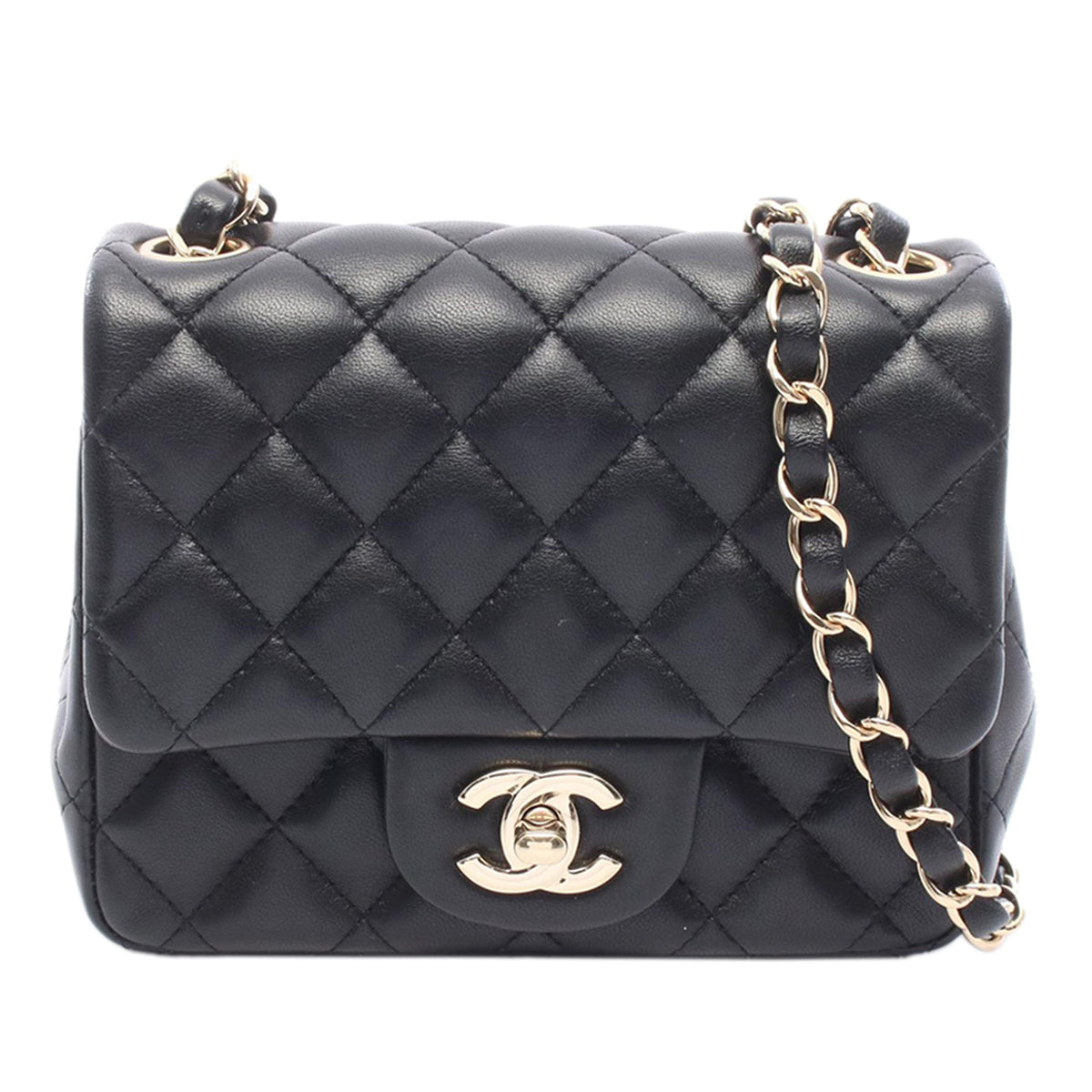 Chanel Mini Square Classic Lambskin Single Flap — Black